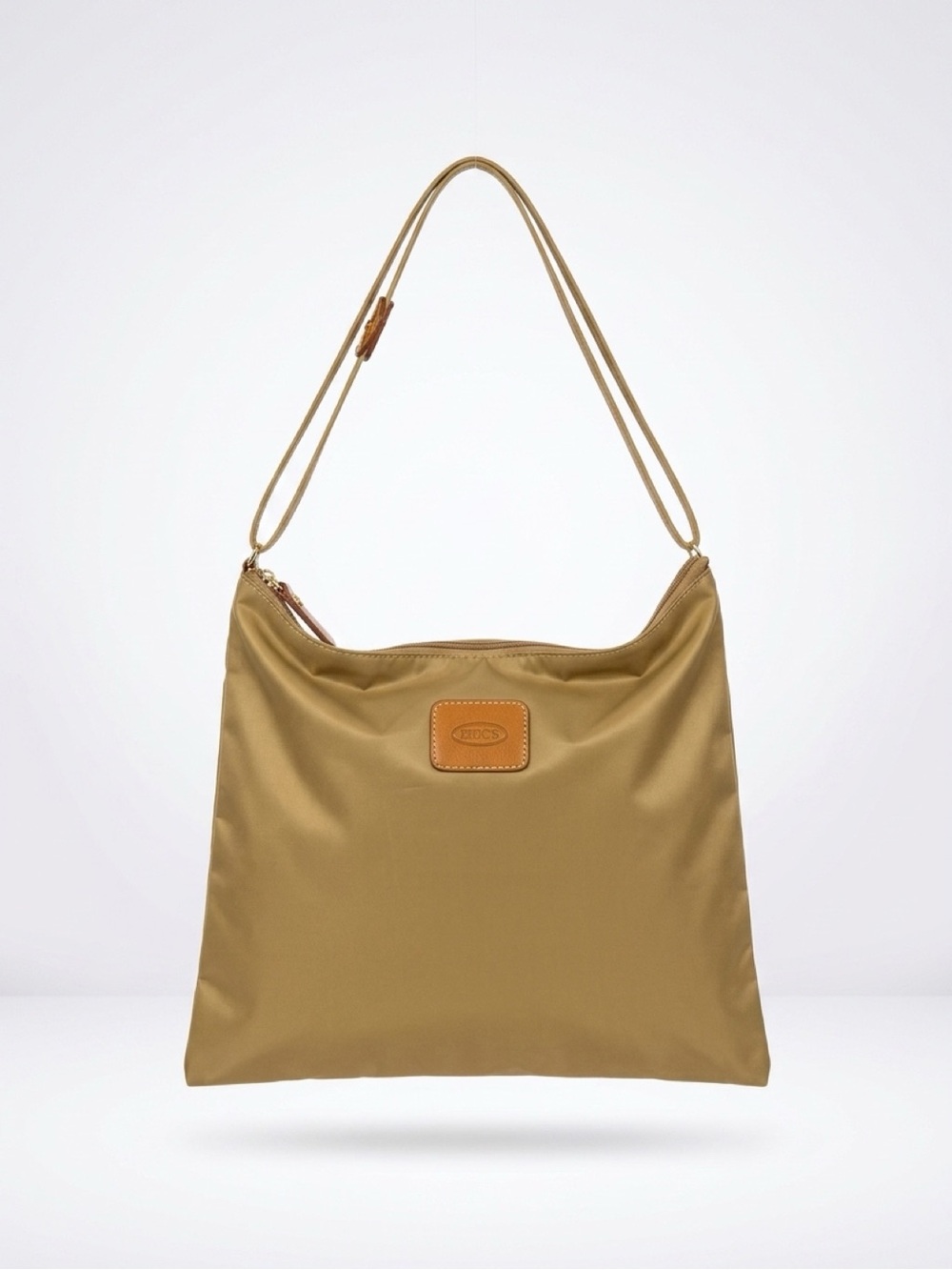 Bric's NWOT Travel XBody/Shoulder Adjustable Pouch, brushed gold, nylon/leather